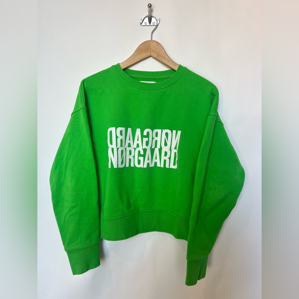 Mads Nørgaard Tilvina Copenhagen Green Logo‎ Crop Sweatshirt | Size S